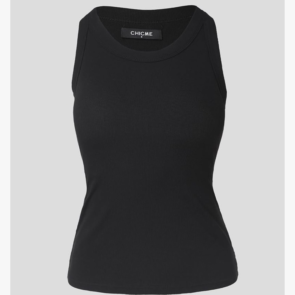 Chicme  Black Ribbed Racerback Tank Top